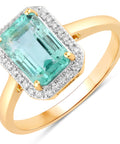 Ring - 14 kt. Yellow gold - 2.08ct. tw. Emerald - Diamond