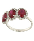 Ring - 18 kt. White gold - 3.38ct. tw. Ruby - Diamond