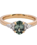 Ring - 18 kt. Yellow gold - 1.11ct. tw. Sapphire - Diamond