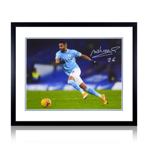 Riyad Mahrez Signed Manchester City Deluxe Mount Display