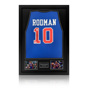 Dennis Rodman Signed Detroit Pistons Jersey Premium Frame (JSA)