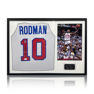 Dennis Rodman Signed Detroit Pistons Jersey Classic Frame (JSA)