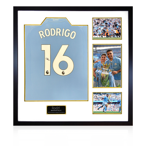 Rodri Signed Manchester City 23/24 Premier League Champions Shirt Elite Frame