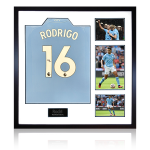 Rodri Signed 23/24 Manchester City Shirt Elite Frame
