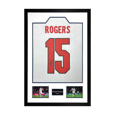 Morgan Rogers Signed England Home Shirt Premium Frame