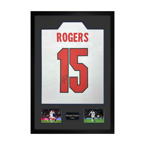 Morgan Rogers Signed England Home Shirt Premium Frame