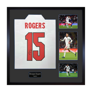 Morgan Rogers Signed England Home Shirt Elite Frame