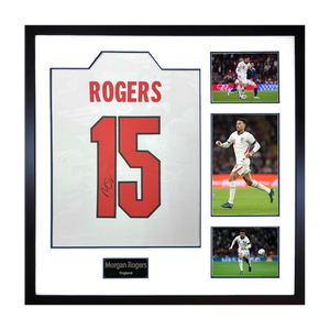 Morgan Rogers Signed England Home Shirt Elite Frame