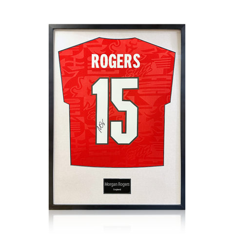 Morgan Rogers Signed England Away Shirt Standard Frame