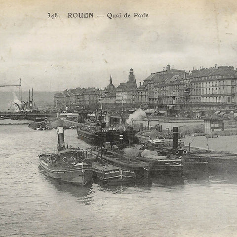 Rouen River Seine France Antique Postcard Quai de Paris