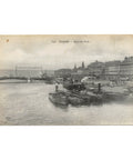 Rouen River Seine France Antique Postcard Quai de Paris