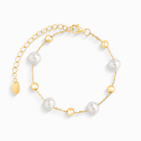Perlenarmband aus 18-karätigem Gold Vermeil