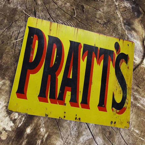 Rustic Distressed Effect Vintage Pratts Motor Oil Sign
