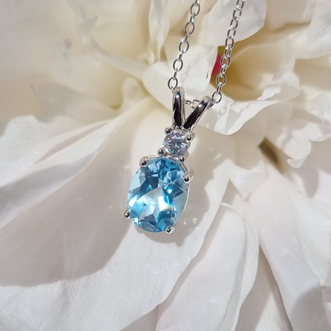 Komplettes Set – Schmuckset mit blauem Topas in Sterlingsilber