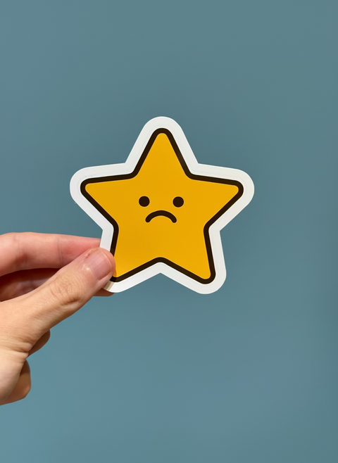 Sad Star Sticker | Cute Emo Vinyl Laptop Sticker