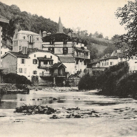 Saint-Jean-Pied-de-Port France River Nive Antique Postcard