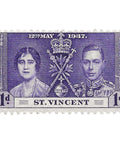 Saint Vincent and The Grenadines Stamp 1937 1 Penny King George VI and Queen Elizabeth Coronation