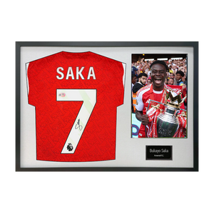 Bukayo Saka Signed Arsenal Champions Shirt Classic Frame