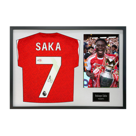 Bukayo Saka Signed Arsenal Champions Shirt Classic Frame