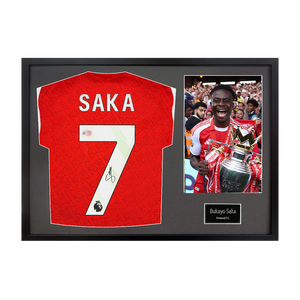 Bukayo Saka Signed Arsenal Champions Shirt Classic Frame