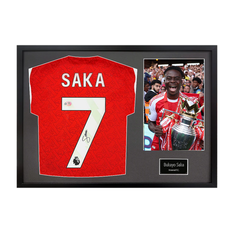 Bukayo Saka Signed Arsenal Champions Shirt Classic Frame