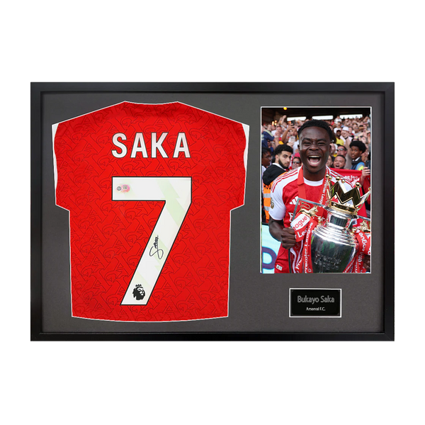 Bukayo Saka Signed Arsenal Champions Shirt Classic Frame