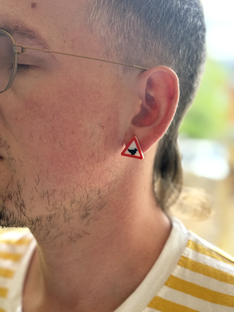 Warning Ducks Stud Earrings | Funny Road Sign Earrings | Duck Gift
