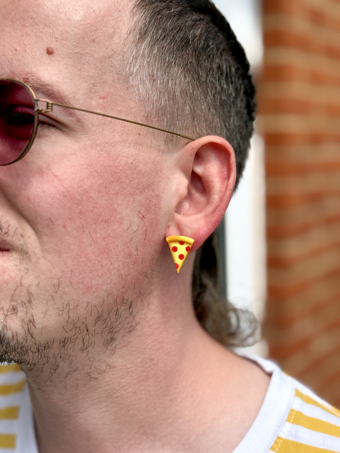 Pepperoni Pizza Stud Earrings | 3D Printed Food Earrings | Fun Gift