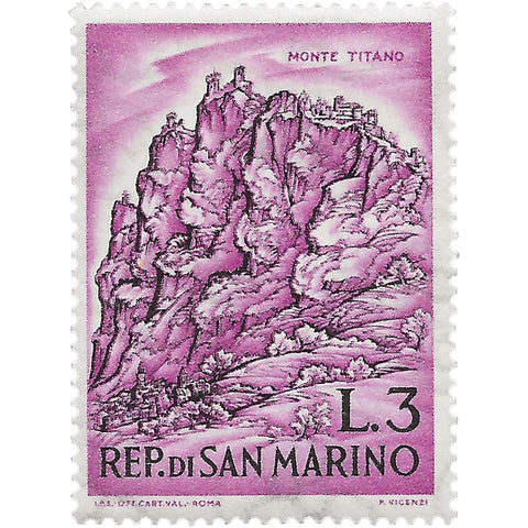 San Marino Stamp 1962 3 Sammarinese Lira Mount Titano