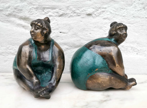 Sculpture, Dames in badpak - 12 cm - Bronze