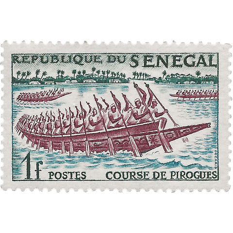 Senegal Stamp 1961 1 West African CFA franc Pirogues racing Sport