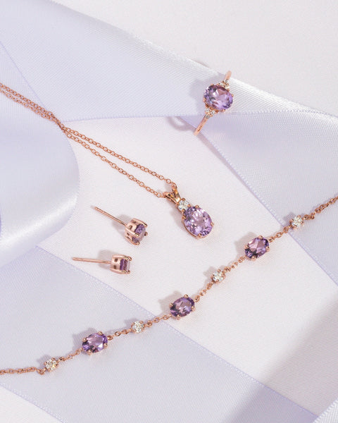 Mini-ensemble 2 - Ensemble de bijoux en améthyste et vermeil en or rose 18 carats