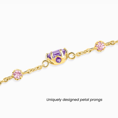 Bracelet en saphir rose et améthyste, monté sur vermeil en or 18 carats