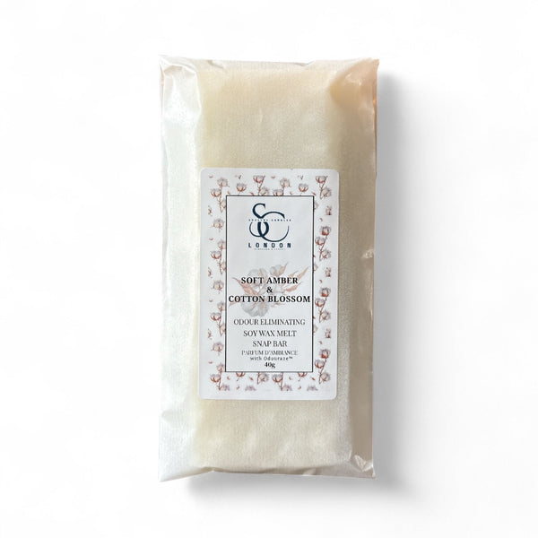 Soft Amber & Cotton Blossom — Odour Eliminating Wax Melt Snap Bar (40g)