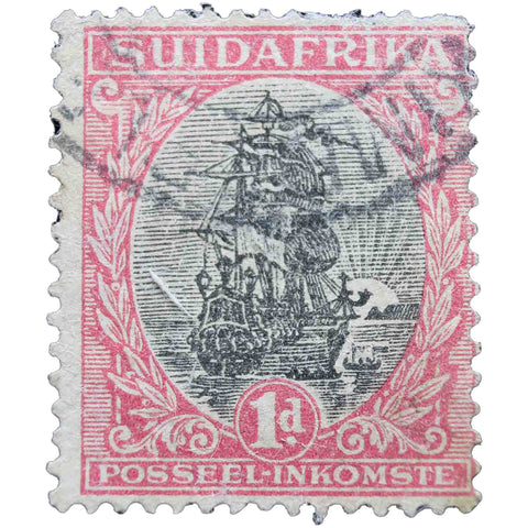 South Africa 1926 1 d - South African Penny Used Postage Stamp Van Riebeeck's Ship