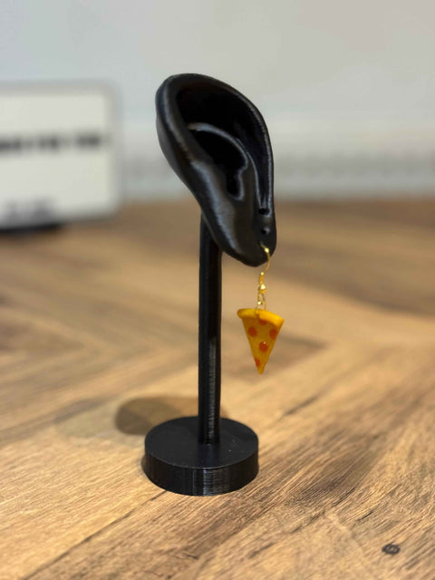 Sparkly Pizza Dangle Earrings | 3D Printed Food Earrings | Fun Gift