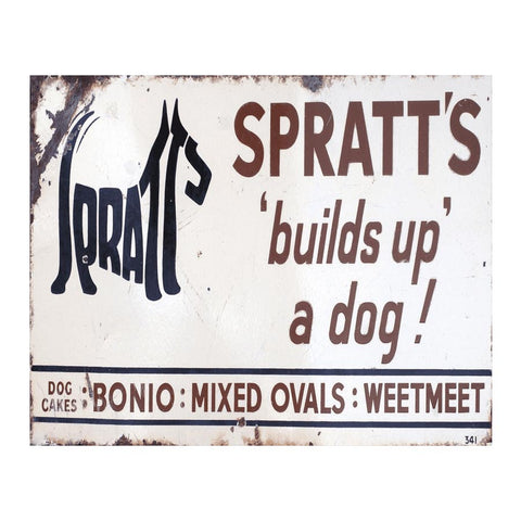 Spratts Dog Food Metal Vintage Advertising Wall Sign