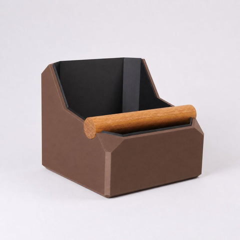 Square Coffee Knock Box with Real Oak Knock Bar