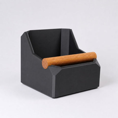 Square Coffee Knock Box with Real Oak Knock Bar