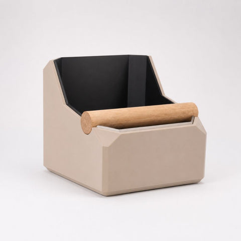 Square Coffee Knock Box with Real Oak Knock Bar