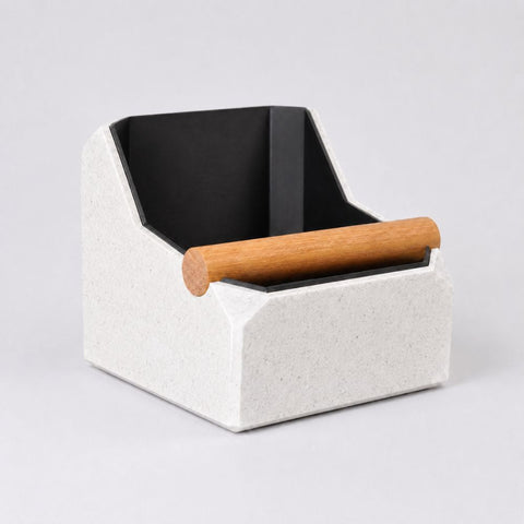 Square Coffee Knock Box with Real Oak Knock Bar