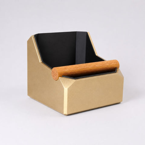 Square Coffee Knock Box with Real Oak Knock Bar