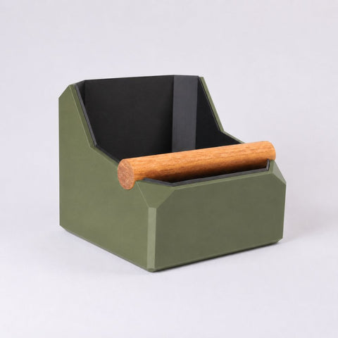 Square Coffee Knock Box with Real Oak Knock Bar