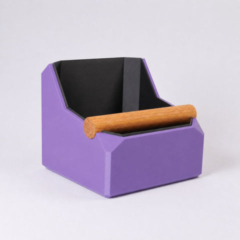 Square Coffee Knock Box with Real Oak Knock Bar