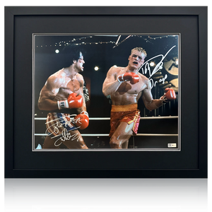 Sylvester Stallone & Dolph Lundgren Signed Rocky Deluxe Mount Frame (Online Authentics)