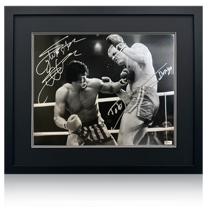 Sylvester Stallone & Dolph Lundgren Signed Rocky Deluxe Mount Frame (Online Authentics)