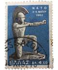 Stamp Greece 1962 NATO 4.50 Greek drachma Stamps Soldier kneeling after Marathon tomb