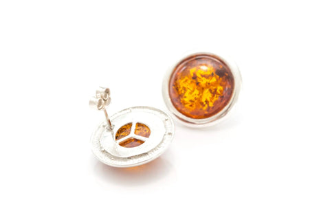 Boucles d'oreilles pendantes rondes ambrées