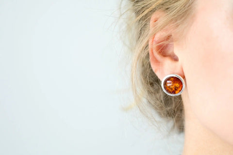 Boucles d'oreilles pendantes rondes ambrées