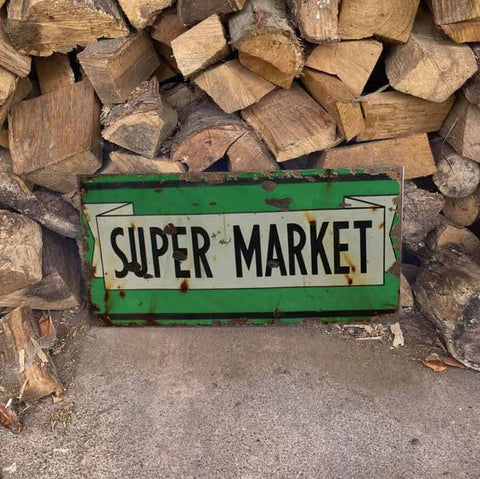 Distressed Vintage Style Super Market Metal Wall Sign